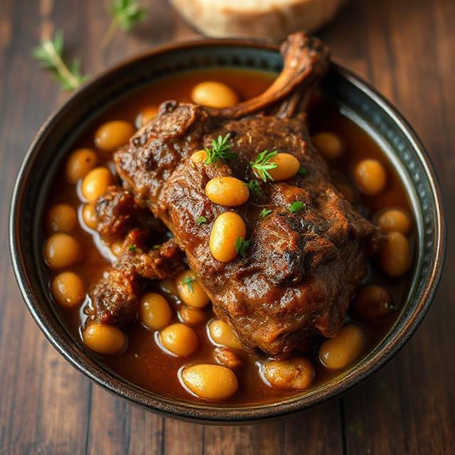 Oxtail Stew - Tender oxtail slow-cooked in rich Jamaican spices with butter beans and vegetables